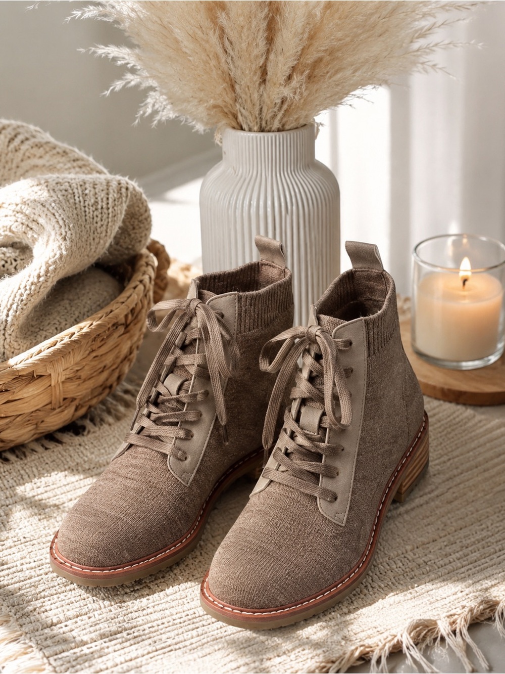 Söfft “Landee” Women’s Taupe Lace-Up Ankle Boots Casual